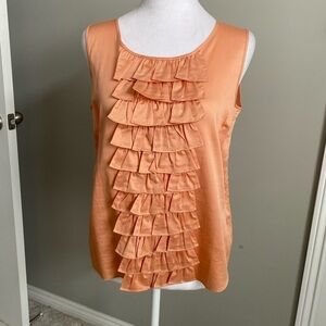 Talbots Orange Sleeveless Blouse Ruffles Tank Top Size 2